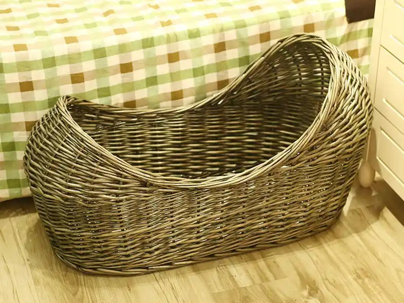 Wicker baby cradle handwoven willow smooth finish