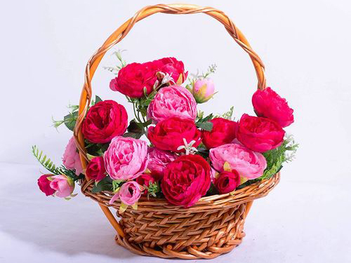 Wicker flower basket handwoven from natural willow